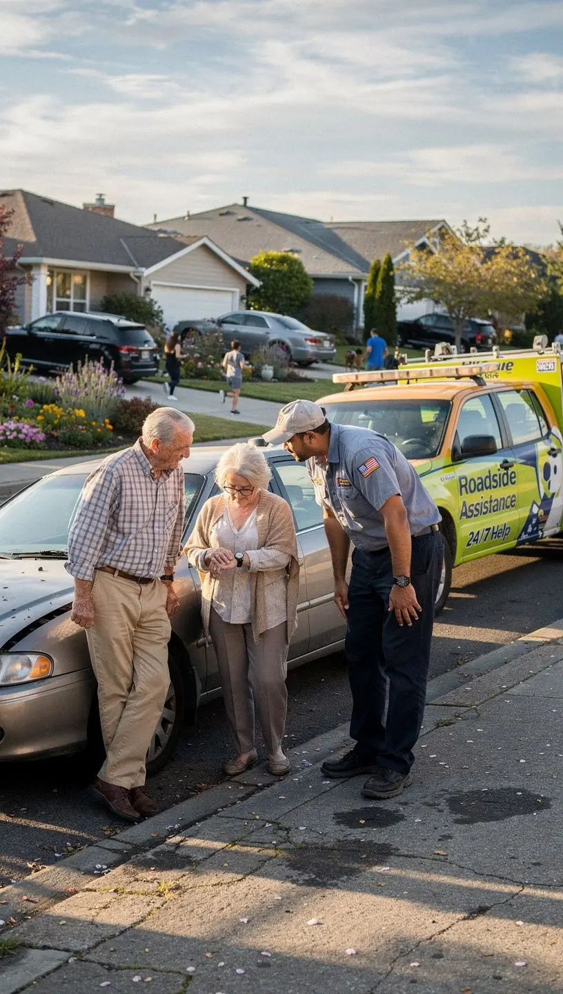 Zespół specjalistów zajmujących się holowaniem uszkodzonego pojazdu w bezpiecznym miejscu.