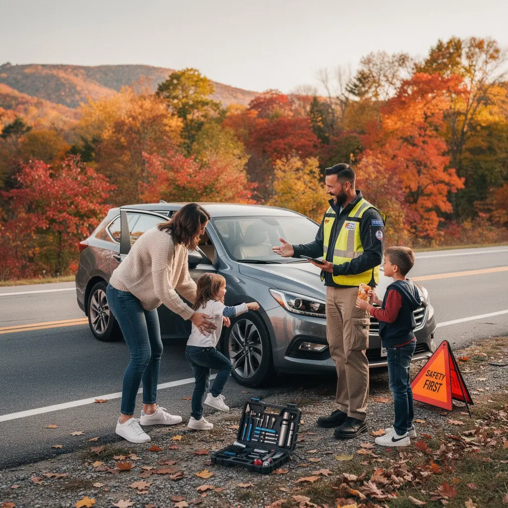 Kierowca korzystający z usług holowania samochodu